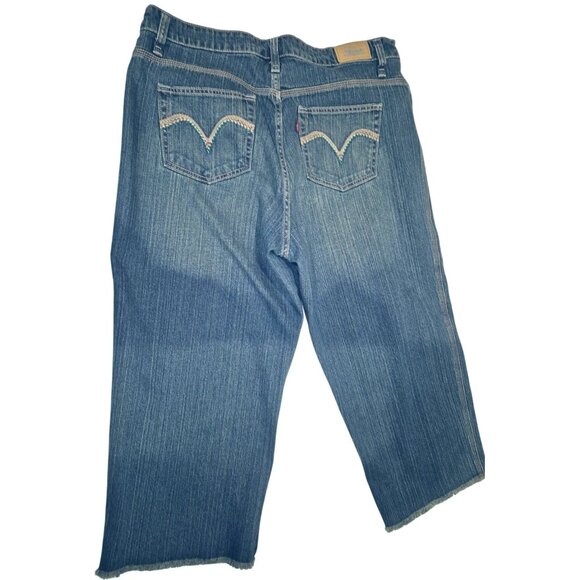 Levis Womens 18 516 Capri Jeans Blue Denim Cut-Off Style Just Shadows - Picture 1 of 8